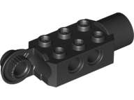 Lego (U) ~ Technic Brick Modified 2 x 3 with Pin Holes Rotation Joint Ball Half Vertical  ~ [Black]