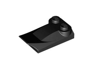 Lego (U) ~ Slope Curved 3 x 2 x 2/3 with 2 Studs Wing End ~ [Black]