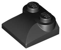 Lego (N) ~ Slope Curved 2 x 2 x 2/3 with 2 Studs and Curved Sides ~ [Black]