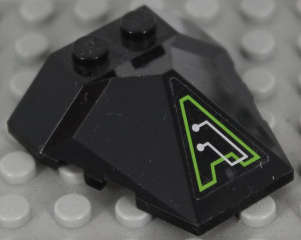 Lego (U) ~ Wedge 4 x 4 x 1 1/3 Pyramid Center with Lime and Silver Exo-Force Circuitry Pa ~ [Black]