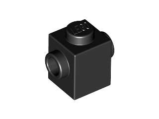 Lego (U) ~ Brick Modified 1 x 1 with Studs on 2 Sides Opposite ~ [Black]
