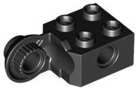 Lego (N) ~ Technic Brick Modified 2 x 2 with Pin Hole and Rotation Joint Ball Half Vertica ~ [Black]