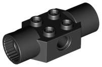 Lego (N) ~ Technic Brick Modified 2 x 2 with Pin Hole and 2 Rotation Joint Sockets ~ [Black]