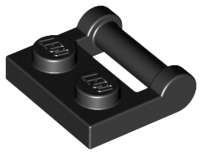 Lego (U) ~ Plate Modified 1 x 2 with Bar Handle on Side - Closed Ends ~ [Black]