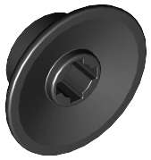 Lego (N) ~ Train Wheel Small Hole Notched for Wheels Holder Pin ~ [Black]