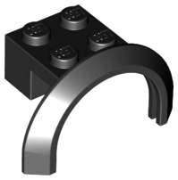 Lego (U) ~ Vehicle Mudguard 4 x 2 1/2 x 1 2/3 with Arch Round ~ [Black]