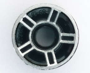 Lego (U) ~ Wheel 11mm D. x 6mm with 5 Spokes with Silver Outline Pattern ~ [Black]