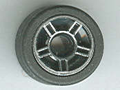 Lego (U) ~ Wheel 11mm D. x 6mm with 5 Spokes with Silver Outline Pattern with Black Tire  ~ [Black]