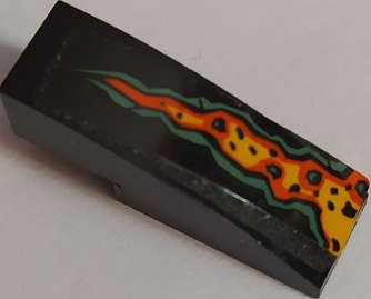 Lego (U) ~ Slope Curved 3 x 1 with Lava Pattern Model Left Side (Sticker) - Set 70589 ~ [Black]