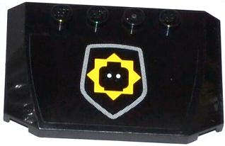 Lego (U) ~ Wedge 4 x 6 x 2/3 Triple Curved with Minifigure Head Badge Pattern (Sticker) - ~ [Black]