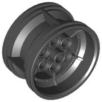 Lego (N) ~ Wheel 43.2mm D. x 26mm Technic Racing Small 6 Pin Holes ~ [Black]