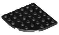 Lego (N) ~ Plate Round Corner 6 x 6 ~ [Black]