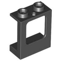 Lego (U) ~ Window 1 x 2 x 2 Plane Single Hole Top and Bottom for Glass ~ [Black]