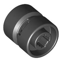 Lego (N) ~ Wheel 11mm D. x 12mm Hole Notched for Wheels Holder Pin ~ [Black]