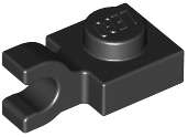 Lego (U) ~ Plate Modified 1 x 1 with U Clip (Horizontal Grip) ~ [Black]