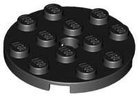 Lego (N) ~ Plate Round 4 x 4 with Hole ~ [Black]
