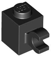 Lego (U) ~ Brick Modified 1 x 1 with Clip (Horizontal Grip) ~ [Black]