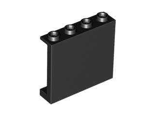 Lego (N) ~ Panel 1 x 4 x 3 with Side Supports - Hollow Studs ~ [Black]