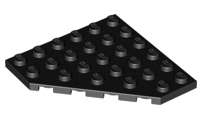 Lego (N) ~ Wedge Plate 6 x 6 Cut Corner ~ [Black]