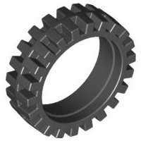 Lego (U) ~ Tire 24mm D. x 7mm Offset Tread - Band Around Center of Tread ~ [Black]