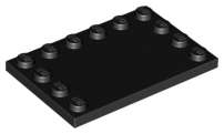 Lego (U) ~ Tile Modified 4 x 6 with Studs on Edges ~ [Black]