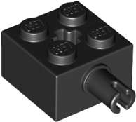 Lego (N) ~ Brick Modified 2 x 2 with Pin and Axle Hole ~ [Black]