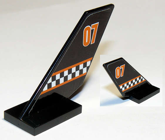 Lego (U) ~ Tail Shuttle with Orange Stripes '07' and Checkered Pattern on Both Sides (Sti ~ [Black]