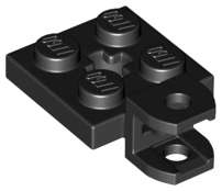 Lego (N) ~ Plate Modified 2 x 2 with Tow Ball Socket Short Flattened with Holes and Axle H ~ [Black]