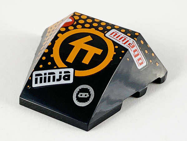 Lego (N) ~ Wedge 4 x 3 Triple Curved No Studs with Orange Ninjago C Symbol in Circle Orang ~ [Black]