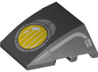 Lego (N) ~ Wedge 4 x 3 Triple Curved No Studs with Light Bluish Gray And Yellow Headlight  ~ [Black]