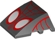 Lego (N) ~ Wedge 4 x 3 Triple Curved No Studs with Red Eye Outlines and Red Spider Web Pat ~ [Black]