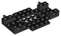 Lego (N) ~ Vehicle Base 6 x 10 x 1 with 2 x 4 Recessed Center and 2 Holes ~ [Black]