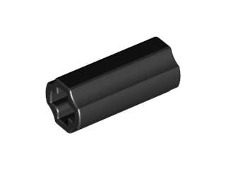 Lego (N) ~ Technic Axle Connector 2L (Smooth with x Hole + Orientation) ~ [Black]