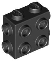 Lego (N) ~ Brick Modified 1 x 2 x 1 2/3 with Studs on Side and Ends ~ [Black]