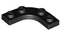 Lego (N) ~ Plate Round Corner 3 x 3 with 2 x 2 Curved Cutout ~ [Black]