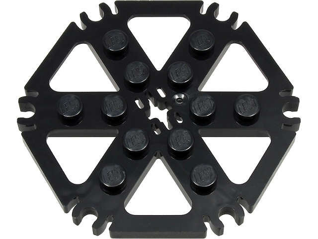 Lego (N) ~ Technic Plate Rotor 6 Blade with Clip Ends Connected (Water Wheel) - Solid Stud ~ [Black]