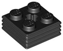 Lego (N) ~ Brick Modified 2 x 2 x 2/3 Ribbed with Axle Hole ~ [Black]
