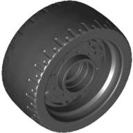 Lego (N) ~ Wheel 24 x 12 with Pin Hole with Molded Black Hard Rubber Tire Pattern ~ [Black]