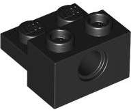 Lego (N) ~ Technic Brick Modified 1 x 2 with Hole and 1 x 2 Plate ~ [Black]