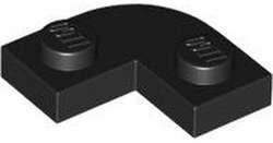 Lego (N) ~ Plate Round Corner 2 x 2 with 1 x 1 Cutout ~ [Black]