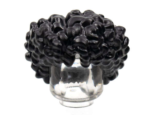 Lego (N) ~ Minifigure Hair Bushy with Small Center Part ~ [Black]