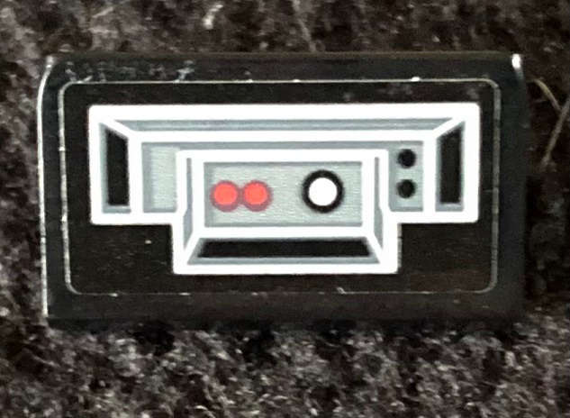 Lego (U) ~ Slope 30 1 x 2 x 2/3 with Control Panel with Black and Red Buttons Pattern Mod ~ [Black]