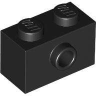 Lego (N) ~ Brick Modified 1 x 2 with Stud on Side with Bottom Stud Holder ~ [Black]