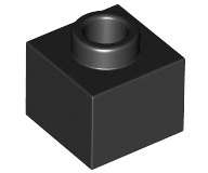 Lego (N) ~ Brick Modified 1 x 1 x 2/3 with Open Stud ~ [Black]