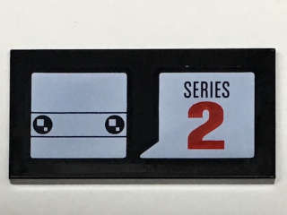 Lego (N) ~ Tile 2 x 4 with White BrickHeadz Head and Word Balloon with 'SERIES' and Red Nu ~ [Black]