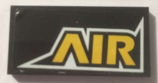 Lego (U) ~ Tile 2 x 4 with Yellow 'AIR' Pattern (Sticker) - Set 60144 ~ [Black]