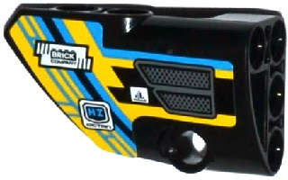 Lego (U) ~ Technic Panel Fairing # 1 Small Smooth Short Side A with Grille and Sponsor Lo ~ [Black]