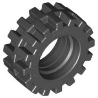Lego (U) ~ Tire 15mm D. x 6mm Offset Tread Small - Band Around Center of Tread ~ [Black]