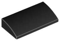 Lego (N) ~ Slope Curved 2 x 4 x 2/3 with Bottom Tubes ~ [Black]
