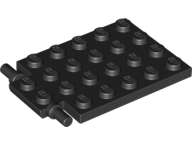Lego (N) ~ Plate Modified 4 x 6 with Trap Door Hinge (Long Pins) ~ [Black]